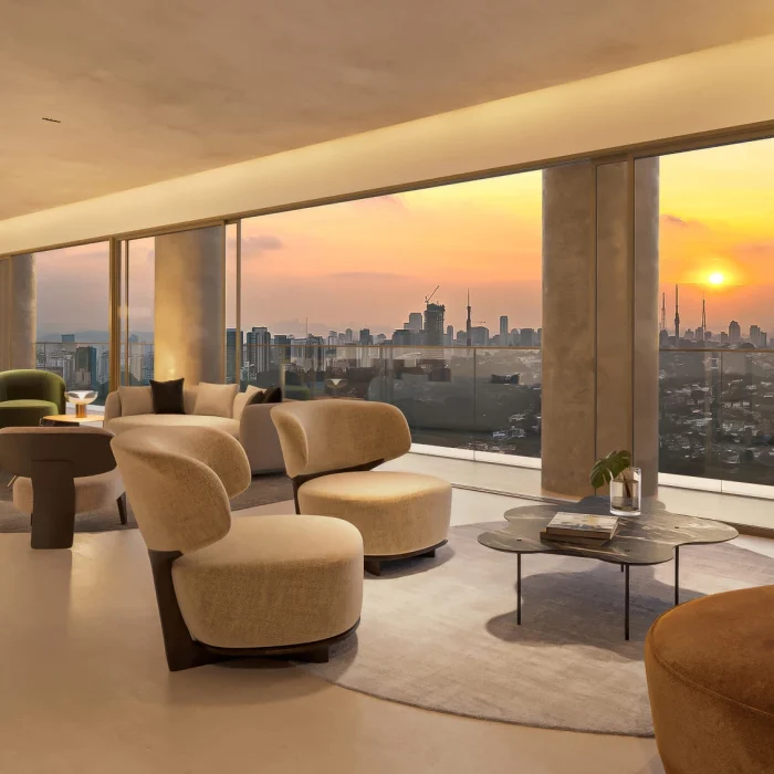 Perspectiva ilustrada da sala de estar