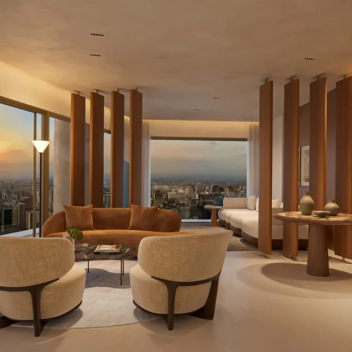 Perspectiva ilustrada do terraço da sala